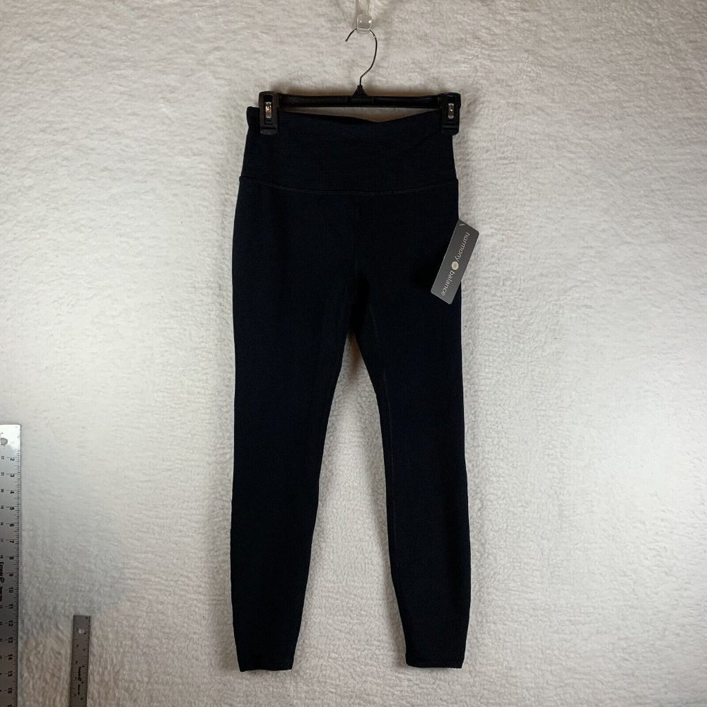 Harmony Balance Yoga Pants Leggings Womens Small Black Ribbed Elastic Waist 7045